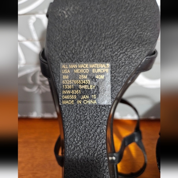 Chunky Wedge Heels Y2K Vibes Boho Ankle Buckle Sandals Cute Crystals Black 8 NWT - Picture 7 of 8